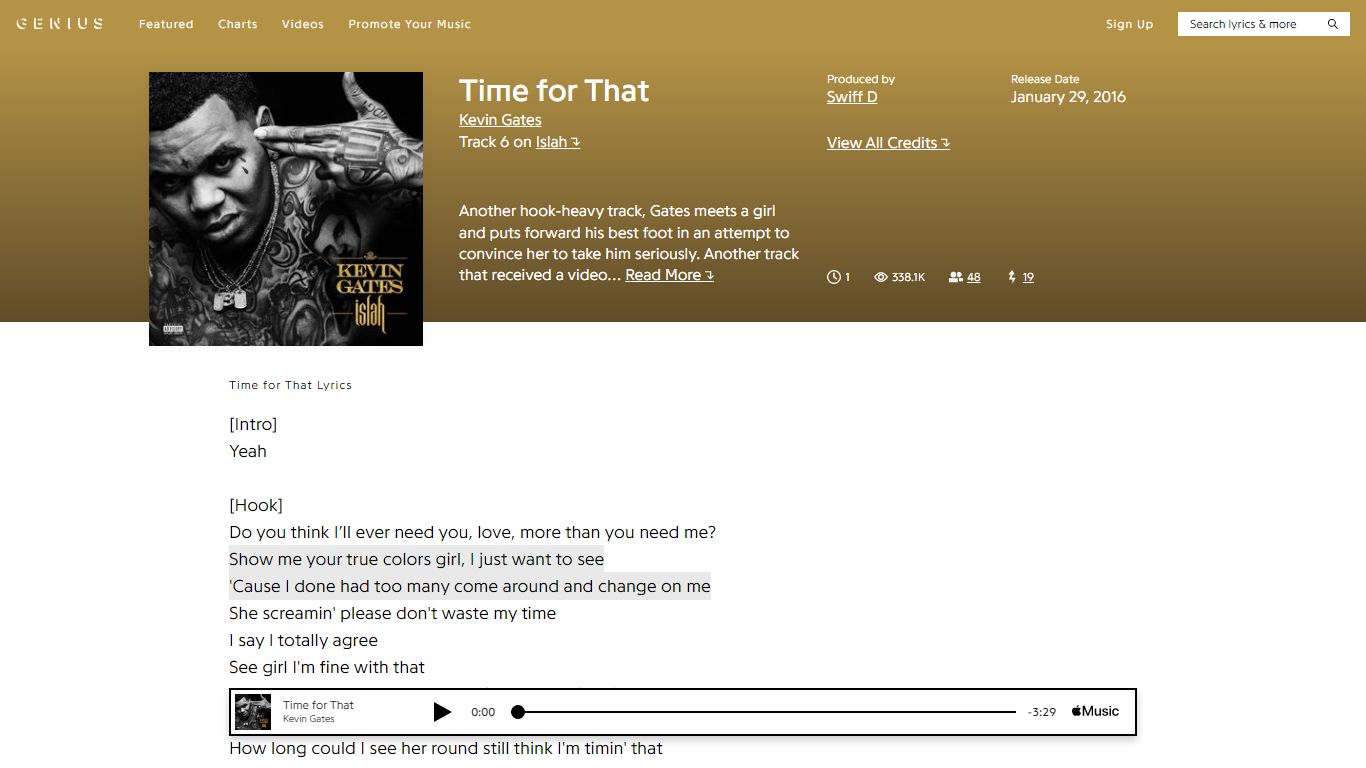 Kevin Gates – Time for That Lyrics | Genius Lyrics