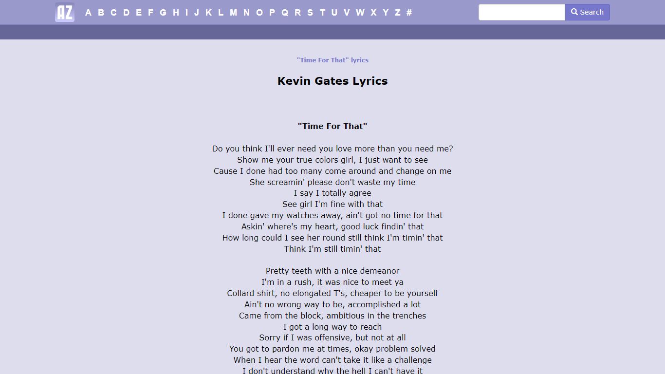 Kevin Gates - Time For That Lyrics | AZLyrics.com